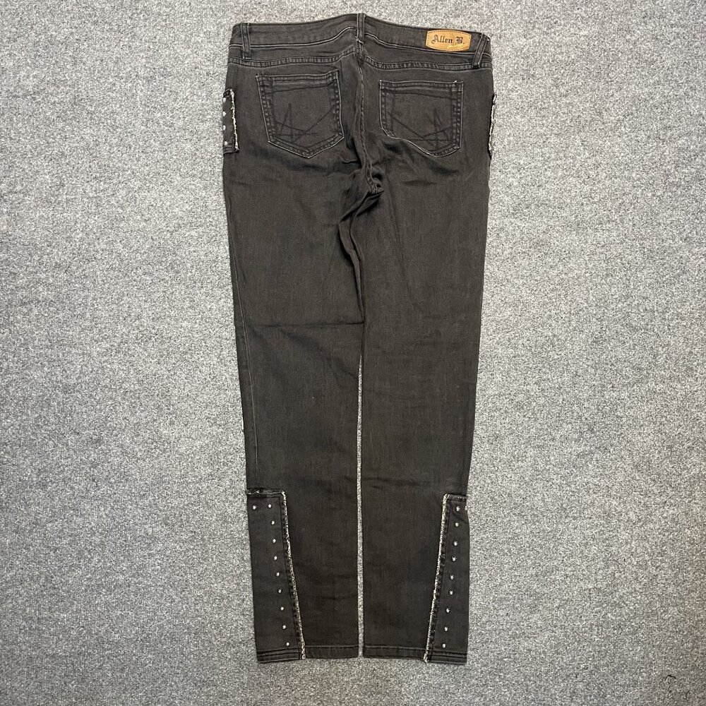 Allen B Schwartz Black Gray Studded Jeans Snap Ankles Rock Moto Size 12 - Picture 4 of 12